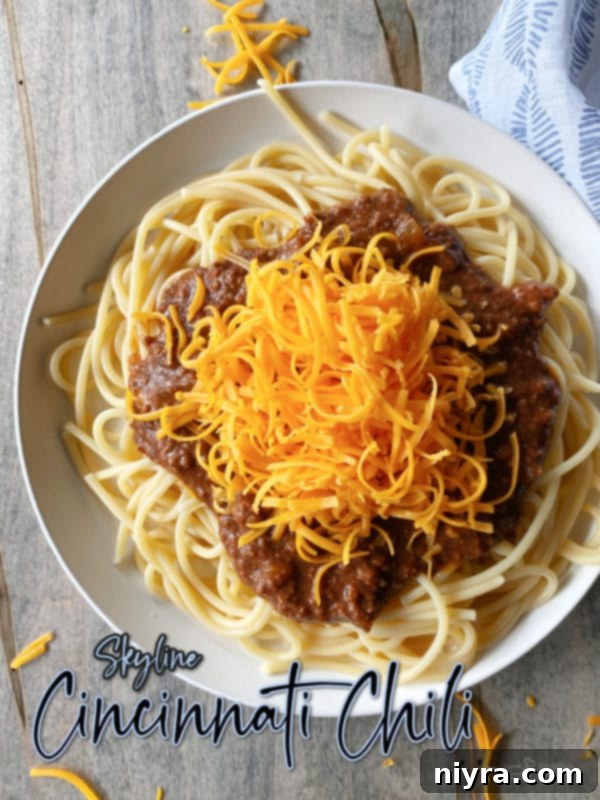 cincinnati chili promotional graphic with spaghetti