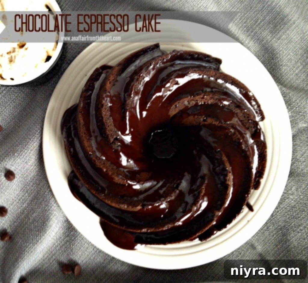 Elegant Chocolate Espresso Cake with a Drizzle of Ganache