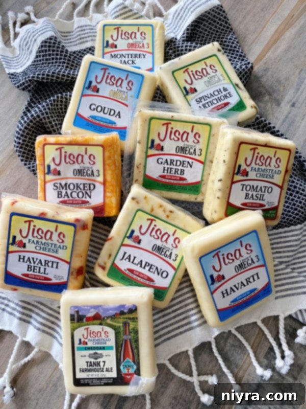 Italian Cheesy Bites 5 Jisa Farmstead Cheese packaging, highlighting Tomato Basil flavor.