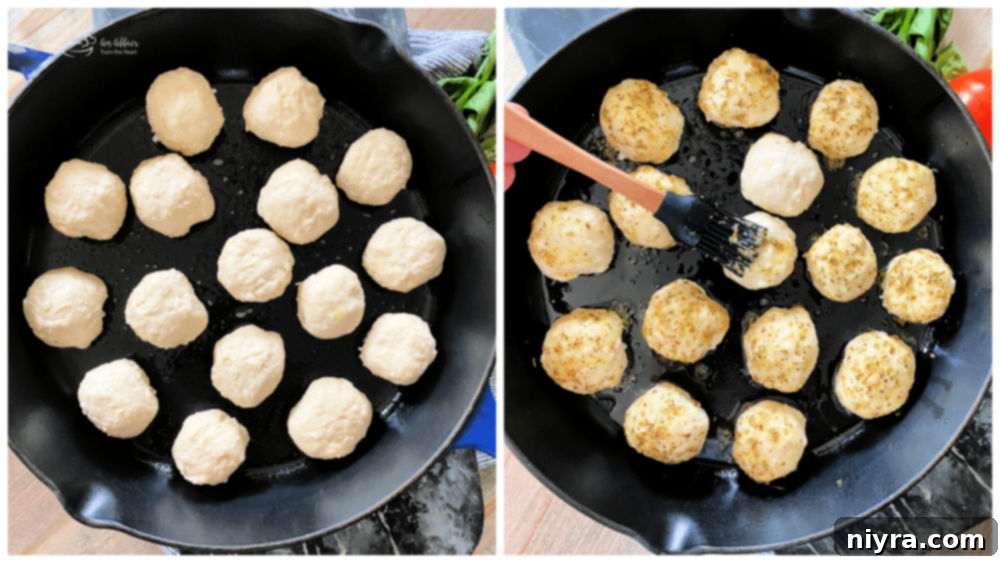 Italian Cheesy Bites 9 Step-by-step image showing a piece of cheese being wrapped in biscuit dough.