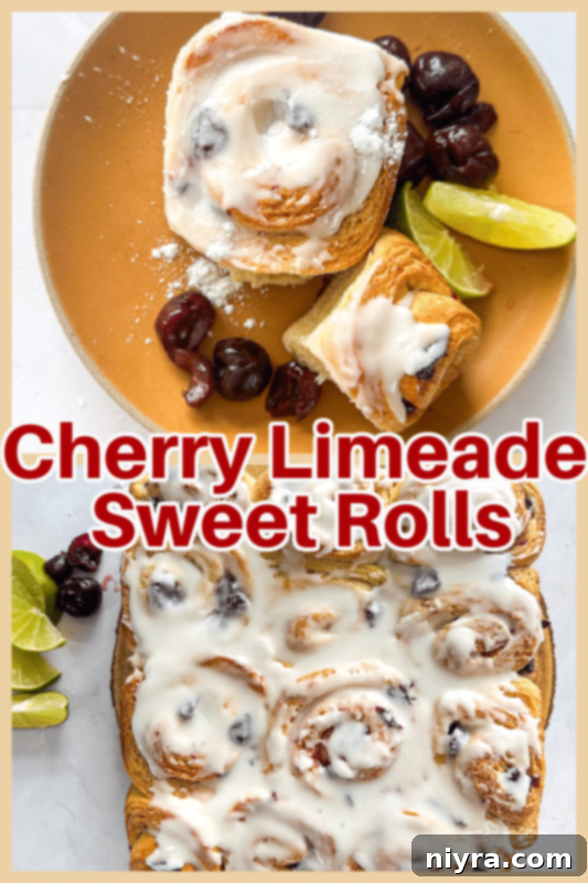 Zesty Cherry Limeade Sweet Rolls 17 A beautifully styled flat lay of Cherry Limeade Sweet Rolls, highlighting their vibrant colors.