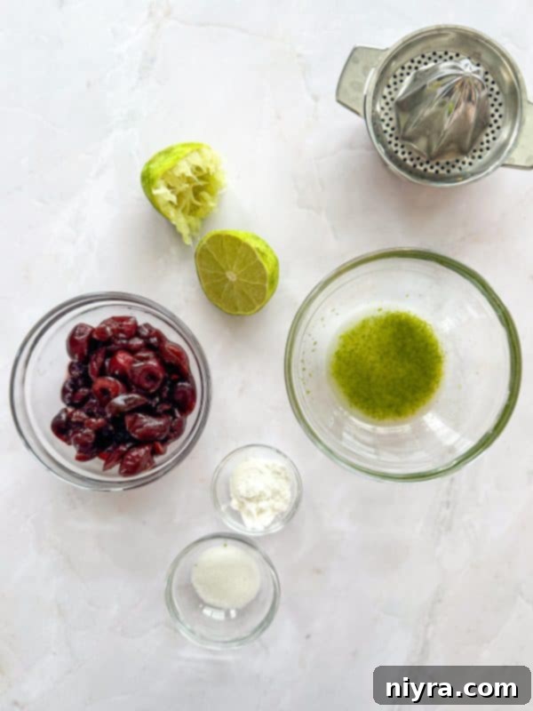 Zesty Cherry Limeade Sweet Rolls 7 A bowl of fresh, pitted cherries, ready to be used in the sweet roll filling.