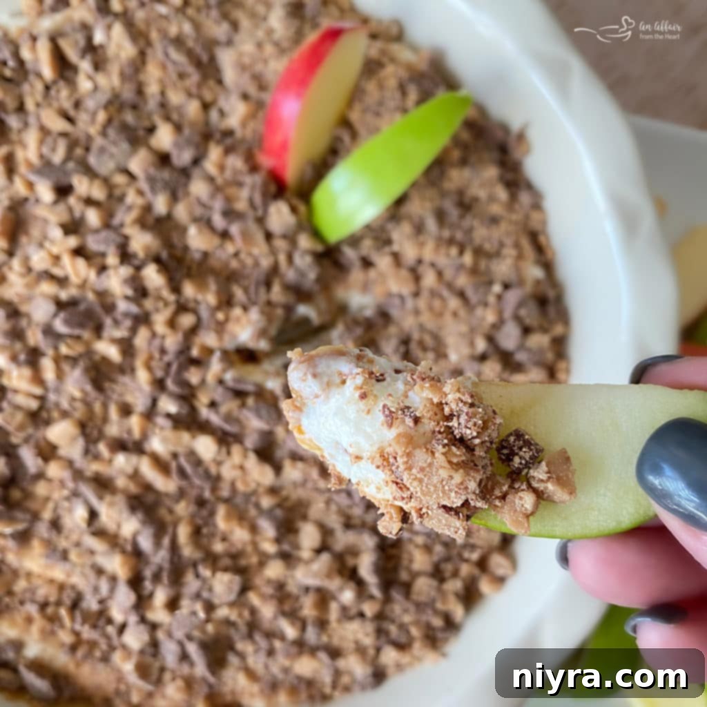 Caramel Apple Dip served with various apple slices on a platter