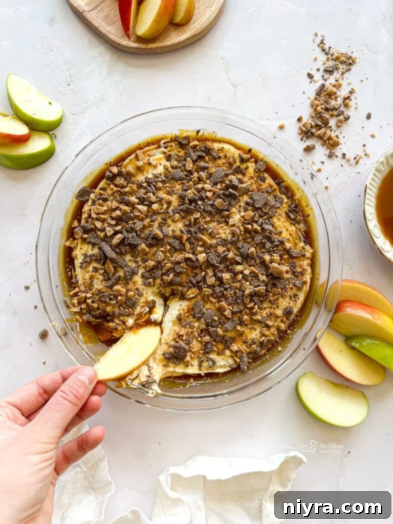 Delicious Caramel Apple Dip with a side of apple slices