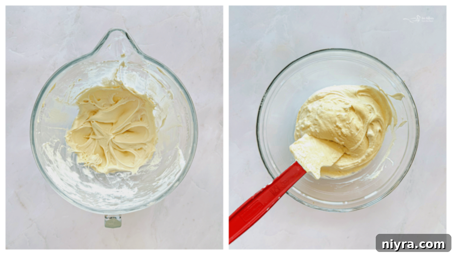 Step 1: Combining marshmallow fluff and cream cheese in a bowl