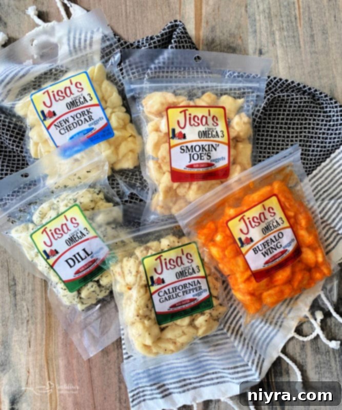 Assortment of Jisa Farmstead Cheese Nuggets in various flavors