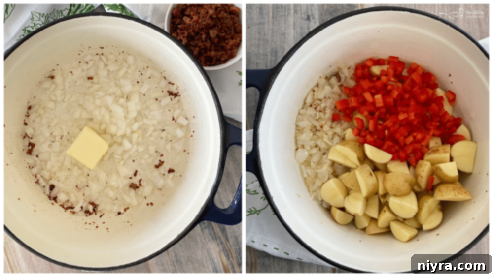 Overview of ingredients for Cheesy Potato Corn Chowder