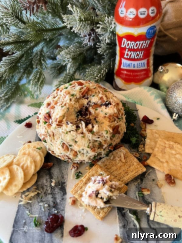 Dorothy's Holiday Cheese Ball festive close-up