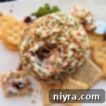 Dorothy's Holiday Cheese Ball close up of the center