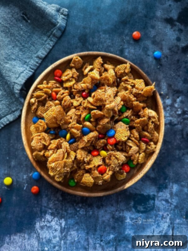 Irresistible Candy Coated Crispix Treat 3 Close-up of Candy Coated Crispix Mix with visible caramel coating