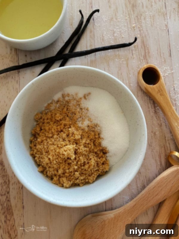 Close-up of brown sugar vanilla sugar scrub texture.