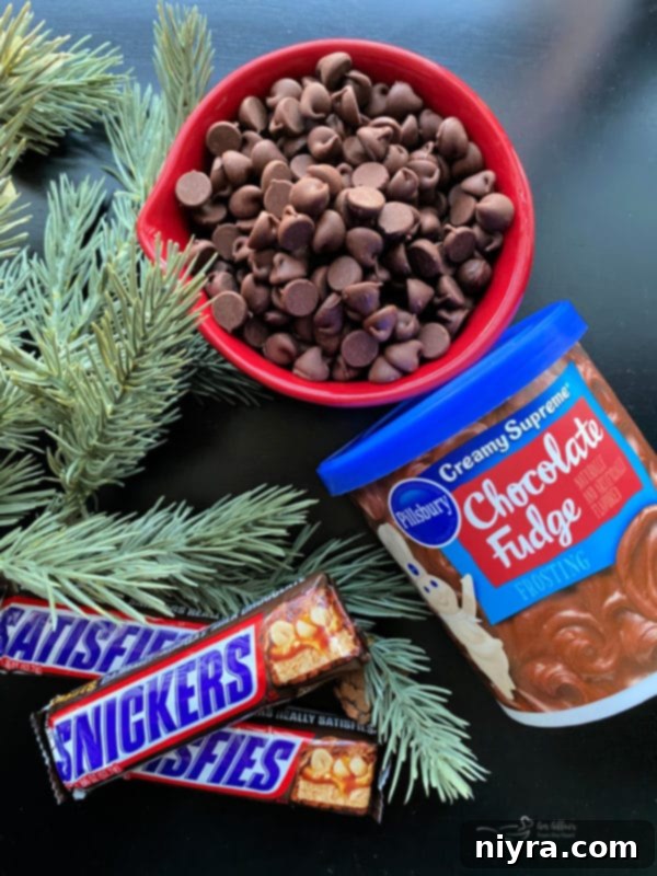 Candy bar fudge with Snickers on a plate