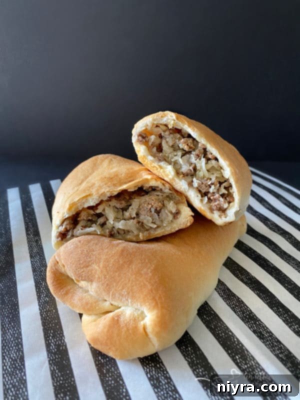 Homemade Runza / Bierocks, golden brown and ready to eat