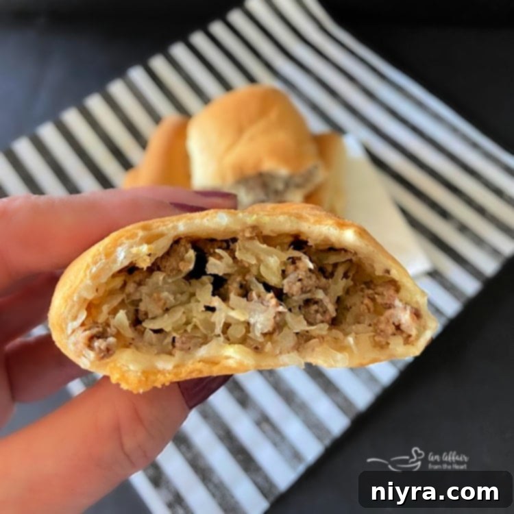 Homemade Runza photo showing the delicious filling inside