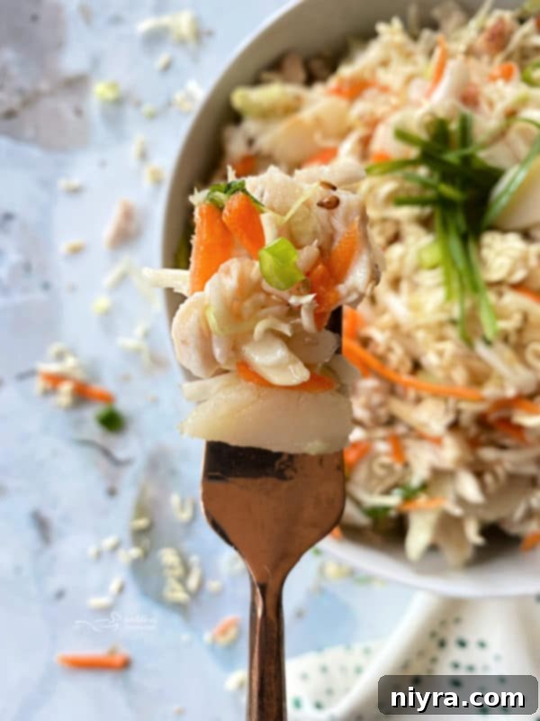 Chinese coleslaw with crunchy ramen noodles