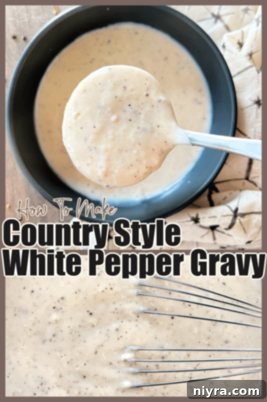 Classic Southern White Gravy 13 Pin graphic for Country Style White Pepper Gravy