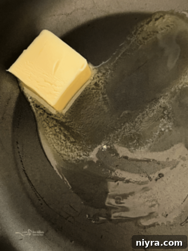 Classic Southern White Gravy 6 Melting butter in a skillet