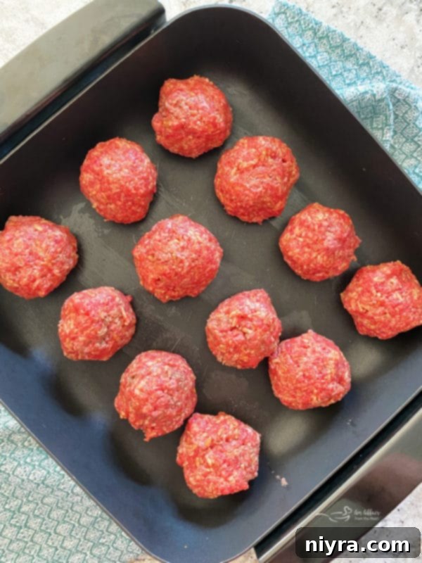 Meatballs ready to be cooked in a pan