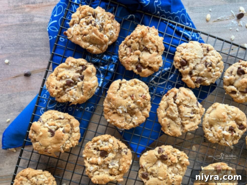 A tray of Western Cookies with a blue linen towel, ready to be served.
