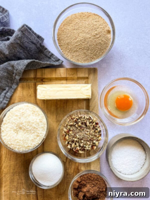 Ingredients for the bottom layer of Nanaimo Bars