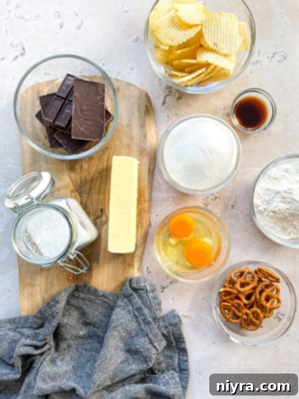 Ingredients for Sweet and Salty Brownies