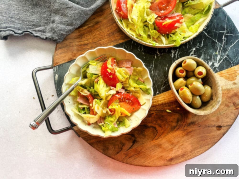 A wider shot of the Columbia 1905 Salad, ready to be served, showcasing its colorful ingredients.