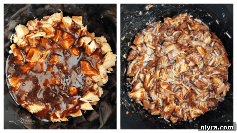 Finished Slow Cooker Teriyaki Chicken ready to serve