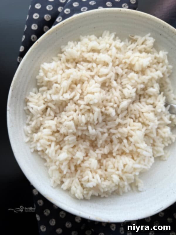 Long grain white rice on a plate