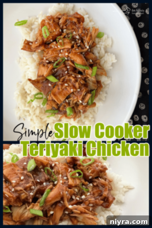 Pinterest graphic for Slow Cooker Teriyaki Chicken