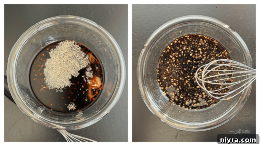 Whisking teriyaki sauce ingredients