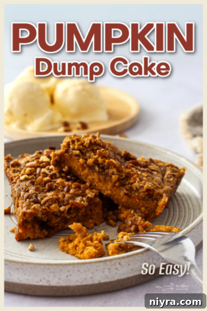 A stunning side view of the Pumpkin Dump Cake, showcasing its distinct layers and appealing texture.