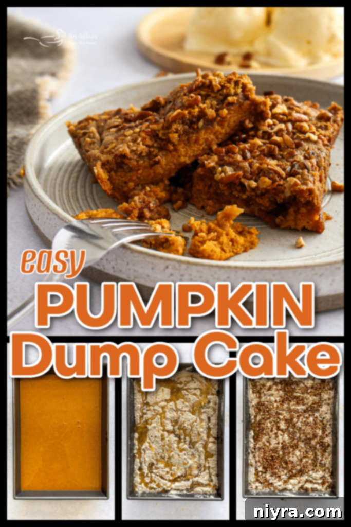 A whole Pumpkin Dump Cake cooling in a baking dish, ready for serving or storing