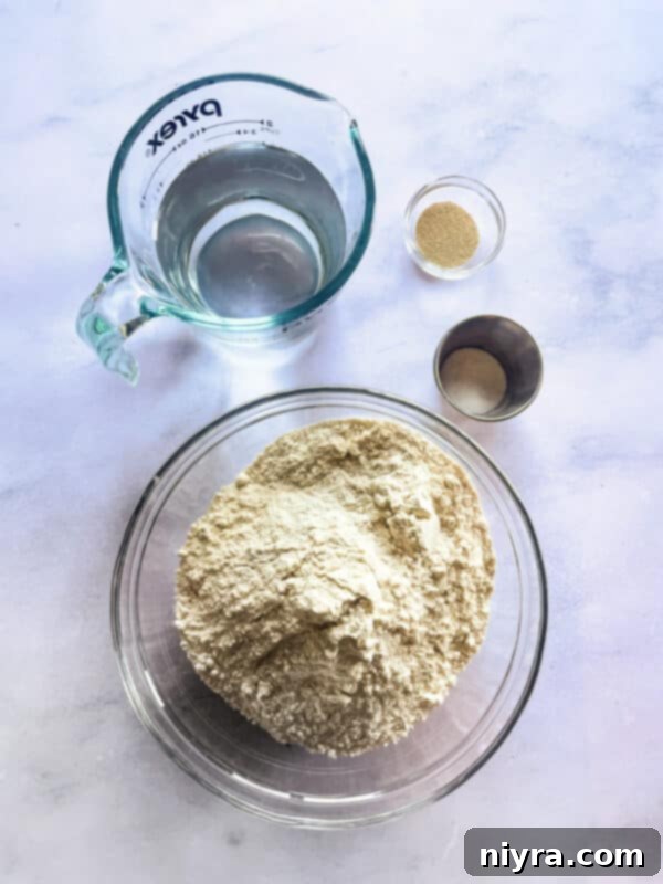 Two perfectly formed pizza dough balls resting on a baking sheet, lightly dusted with flour.