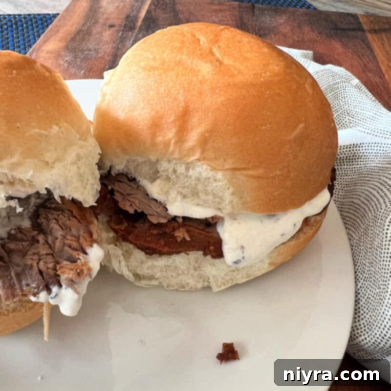 Finished spicy beef brisket sliders ready to be enjoyed.
