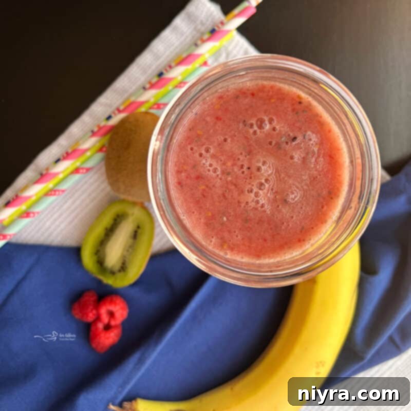 Ingredients for a fiber smoothie laid out on a table