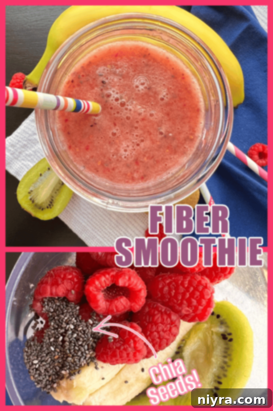 High Fiber Smoothie in a glass with straws