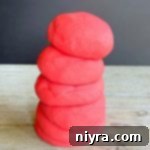 Stack of Homemade Play Dough with Koolaid