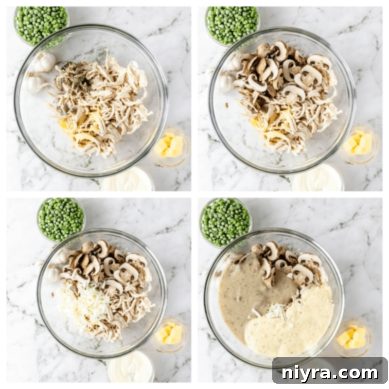 Boiled linguine pasta, ready to be mixed into the casserole sauce.