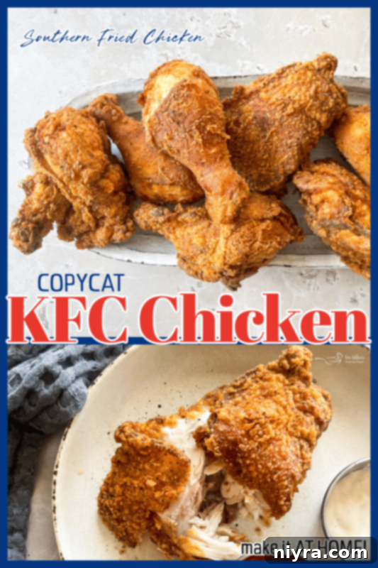 A close-up shot of golden-brown, crispy fried chicken with a sprinkle of seasoning.