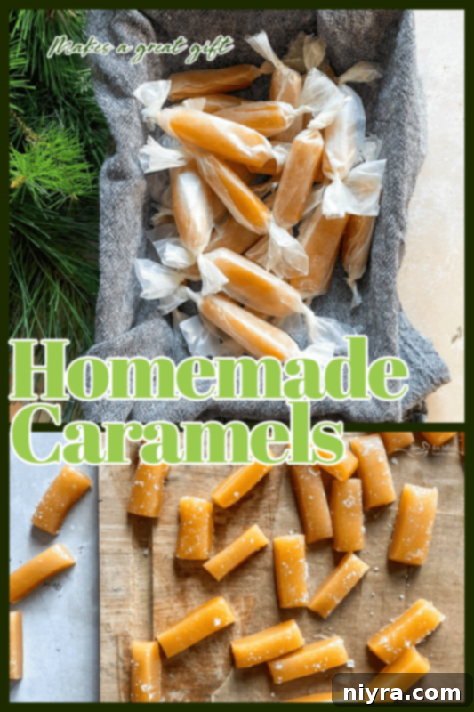 Individually wrapped homemade caramels.