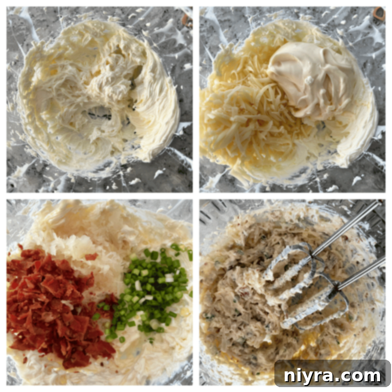 Savory Sauerkraut, Bacon and Swiss Dip 6 All the ingredients for Sauerkraut Bacon Swiss Dip laid out.