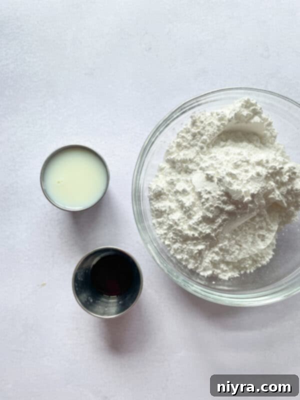 Warm Banana Bliss Bites 4 Ingredients laid out for baking banana fritters.