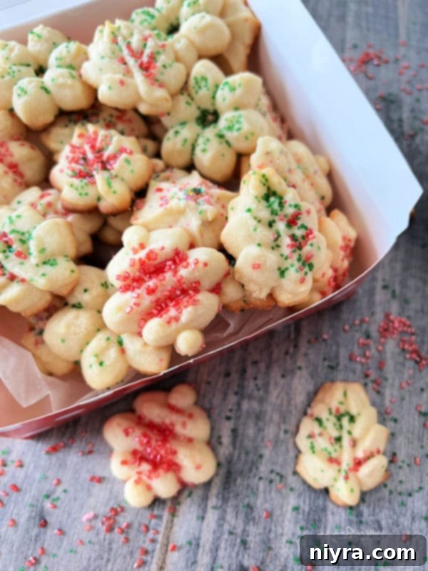 Mom's Scrumptious Cookies 16 One box of spritz cookies, a classic holiday treat.