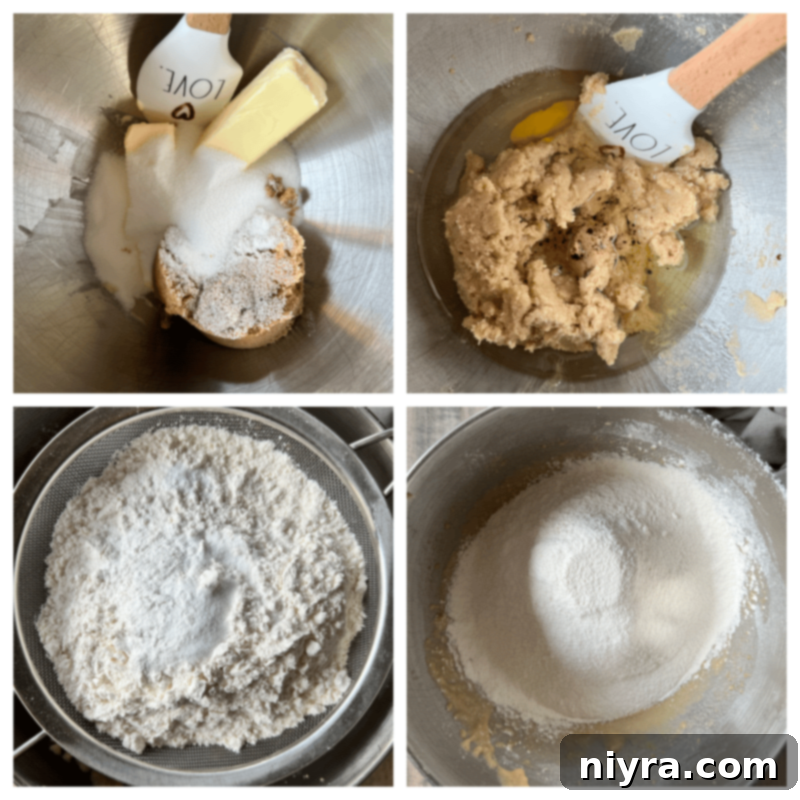 Mom's Scrumptious Cookies 8 Mixing butter and sugars in a stand mixer