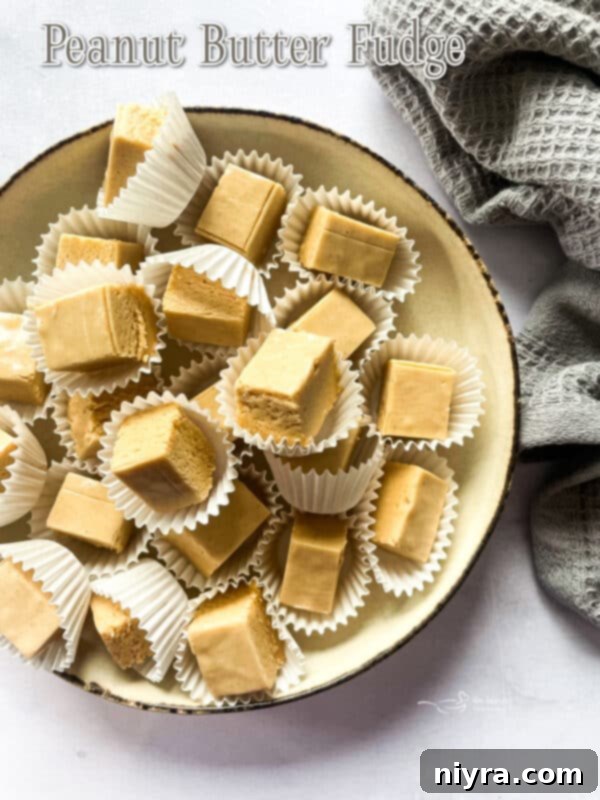 Stack of freshly made peanut butter fudge squares