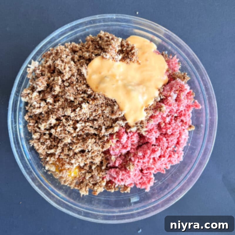 Corned beef and sauerkraut combined in a food processor