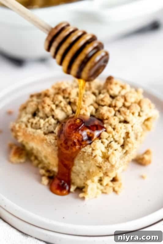 Crumb-Topped French Toast Casserole 12 Serving a slice of Baked French Toast Casserole