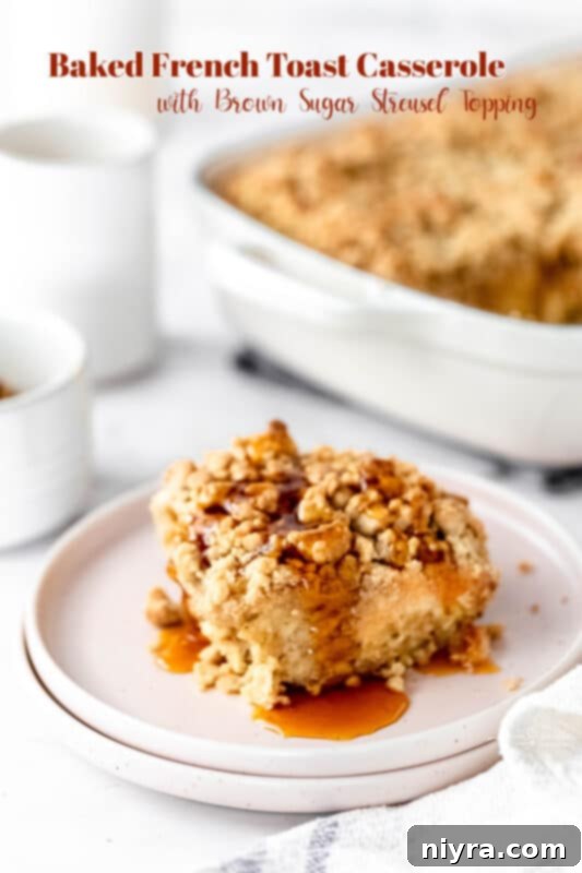 Crumb-Topped French Toast Casserole 15 Large image of Baked French Toast Casserole with streusel topping and berries