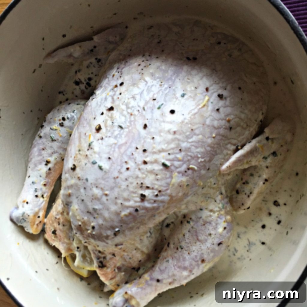 Lemon Mayonnaise Chicken Prep, rubbed with marinade and spices