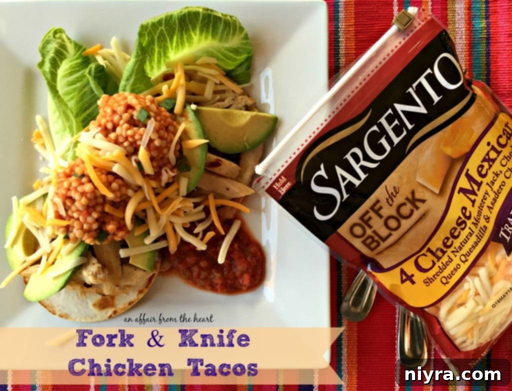 Fork & Knife Chicken Tacos Ingredients with Sargento Cheese